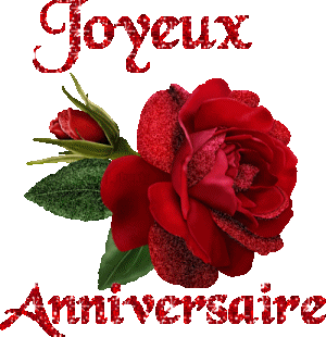 Gif animé joyeux anniversaire rose rouge